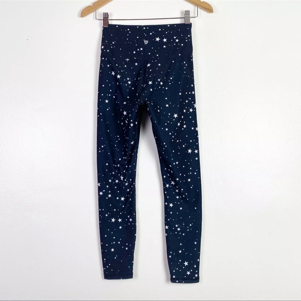 Wildfox Women's High Waist/Rise Black White Scattered Stars Printed 7/8 Leggings - Picture 3 of 13